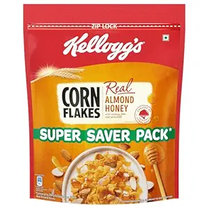 Kellogg's Corn Flakes Real Almond Honey, High in Iron & B Group Vitamins, Breakfast Cereal Pouch  1KG