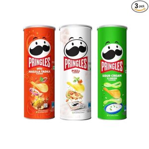 Kellogg's Pringles Sour Cream & Onion + Desi Masala Tadka + Pizza Flavour(107gram each), Masala, Salted